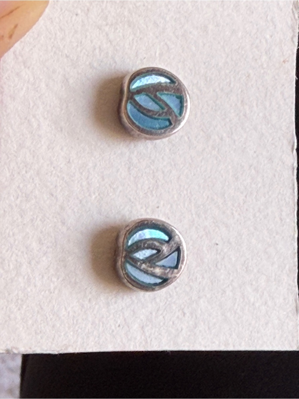 Kit Heath Sterling silver inlaid with Blue Abalone Stud Earrings
